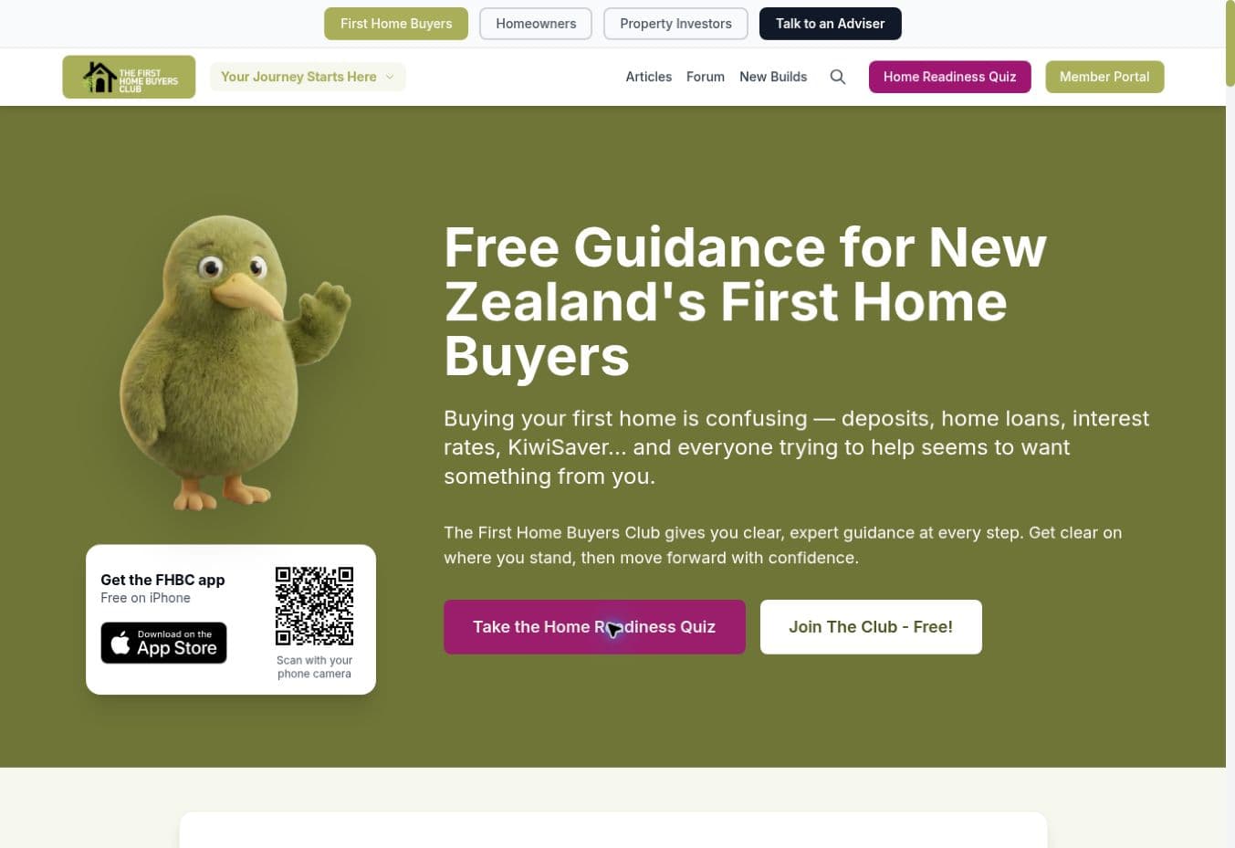 The First Home Buyers Club website: home-buying guidance, readiness quiz and member tools
