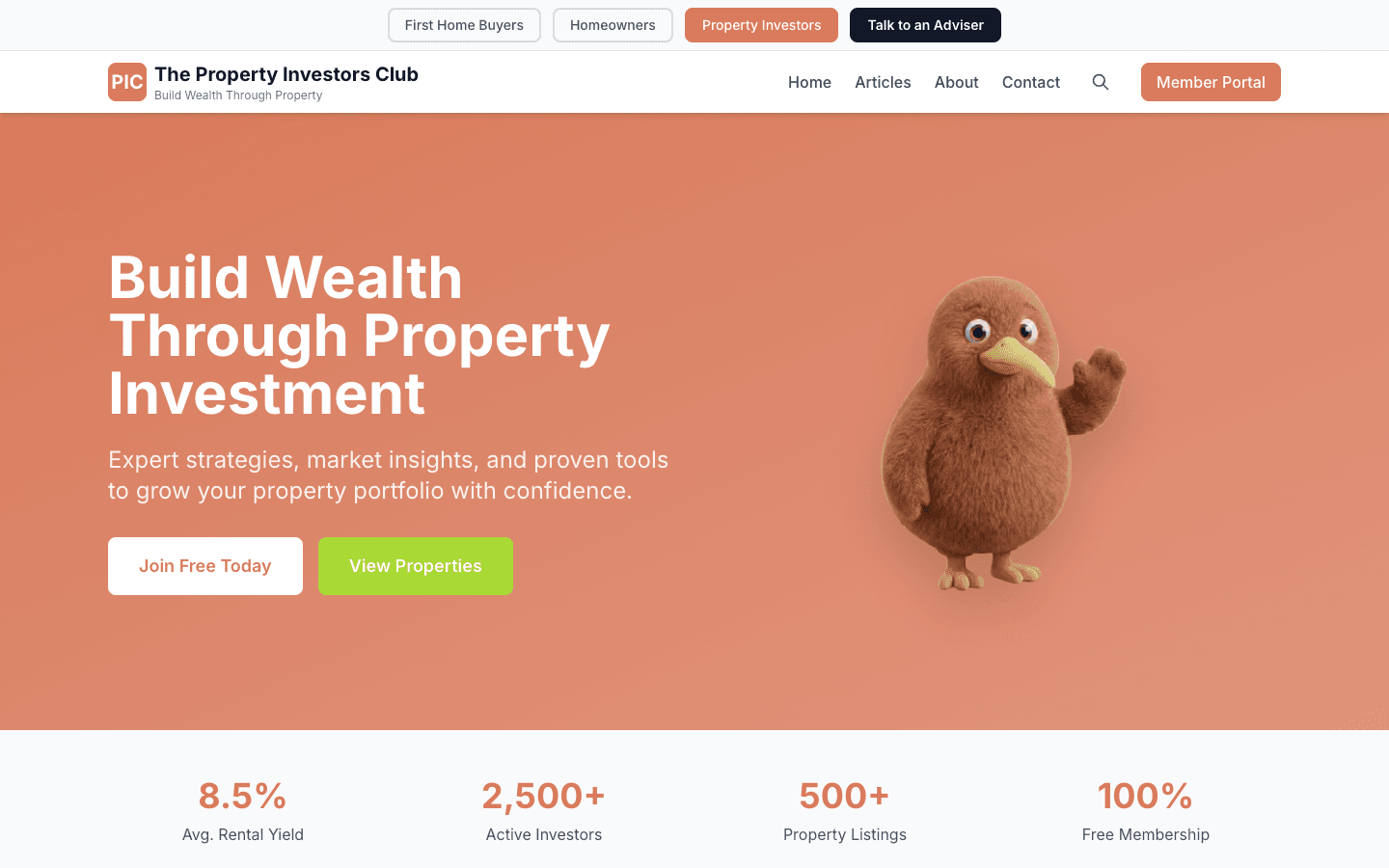 Property Investors Club — Property investor member website
