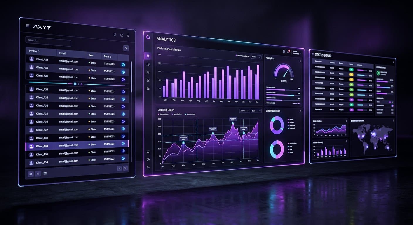 Dashboard and operational visibility for custom business software